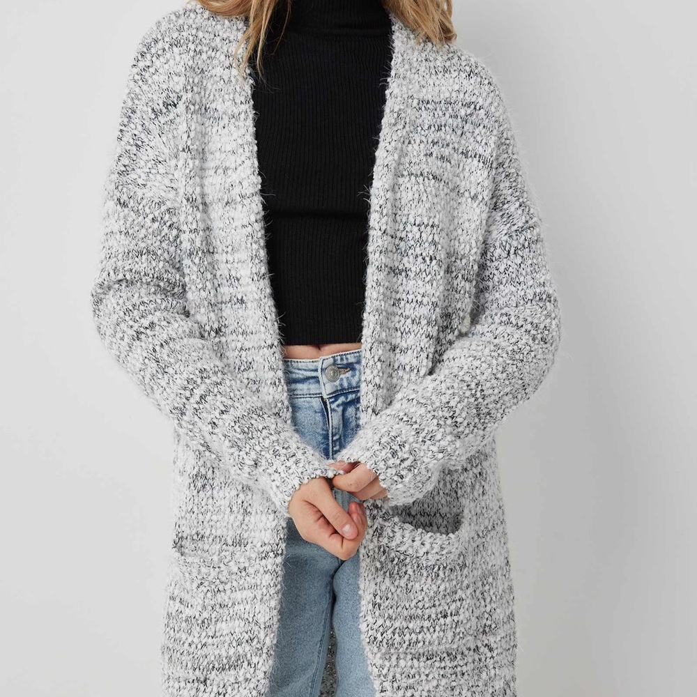 Lush Fuzzy Long Open Cardigan